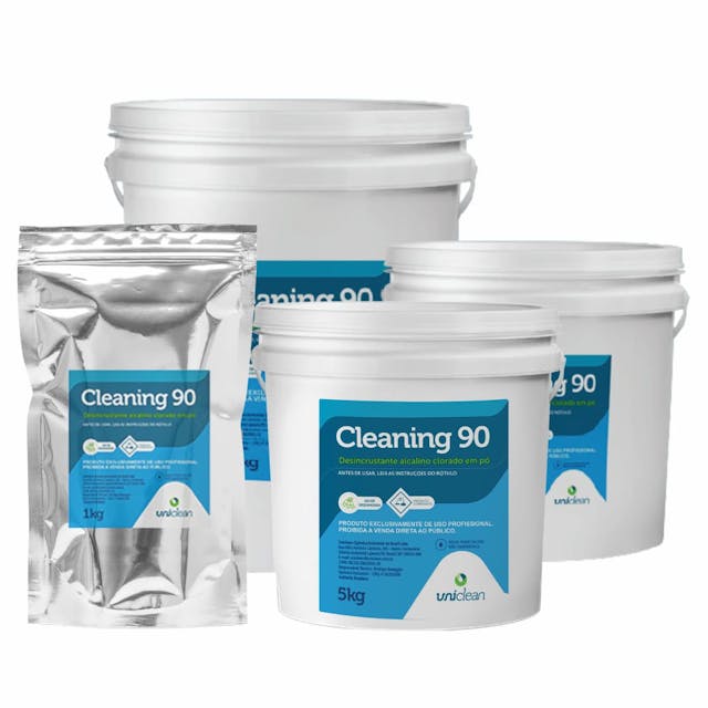 Detergente alcalino clorado em pó para limpeza CIP de equipamentos de ordenha (Cleaning 90)